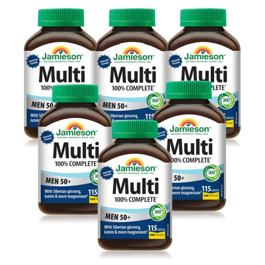 6 X Jamieson 100% Complete Multivitamin for Men 50+ , 115 caplets Bundle Canada