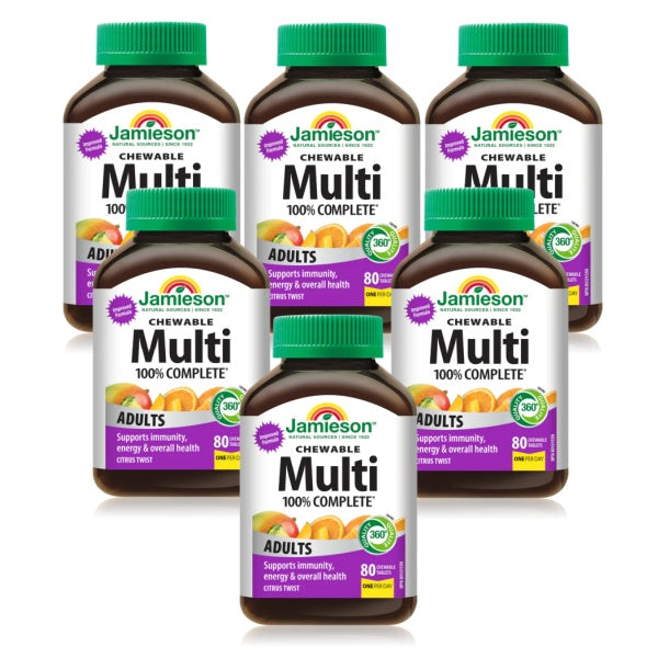 【优惠组合】6瓶 x Jamieson 100％成人全效综合维生素，60粒咀嚼片