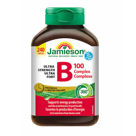 Jamieson B100 Complex supplement bottle on a white background available natural vitamin direct inc canada