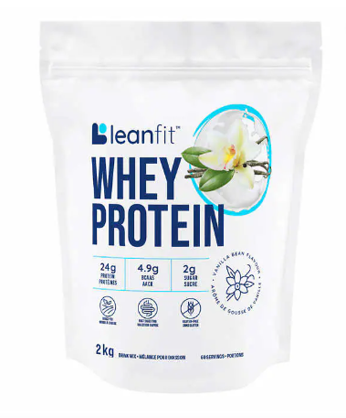 LeanFit Naturals Whey Protein Natural Vanilla Flavour Non GMO Gluten-Free 2 Kg Canadian label