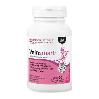 White supplement bottle labeled 'Veinsmart' on a white background