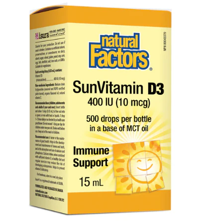 Box of Natural Factors SunVitamin D3 supplement on a white background natvd natural vitamin direct 