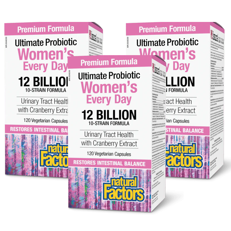 3 x Natural Factors Women's Multi Probiotic Formula, 120 caps Bundle