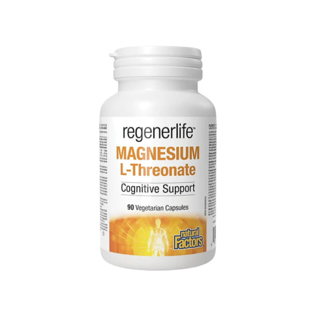 Regenerlife Magnesium L-Threonate supplement bottle on a white background natvd.com Natural Vitamin Direct Inc Canada