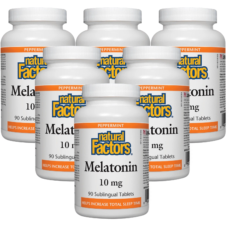 6 X Natural Factors Melatonin 10 mg 90 sublingual tablets Bundle