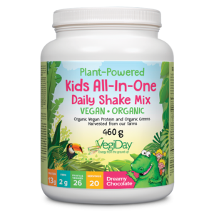 VegiDay Kids All-In-One Daily Shake Mix container on a white background