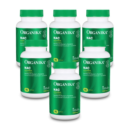 [优惠组合] 6瓶x Organika NAC（(N-Acetyl-L-Cysteine) 强效抗氧化排毒， 500 毫克，90 粒胶囊