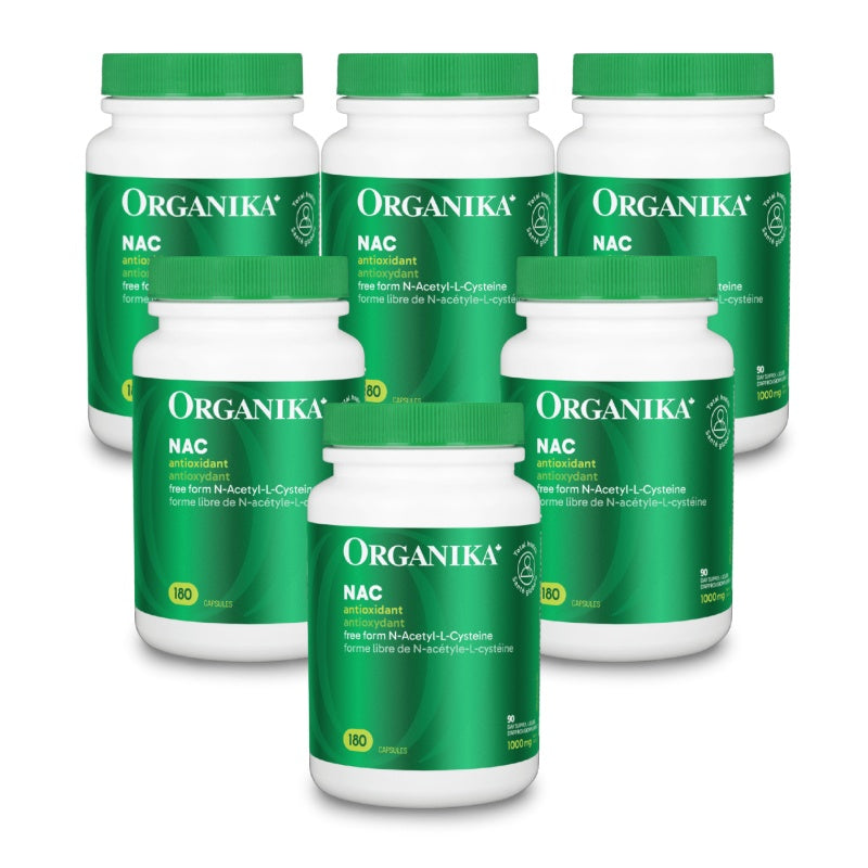 6x Organika NAC (N-Acetyl-L-Cysteine) 500 mg 180 Capsules Bundle