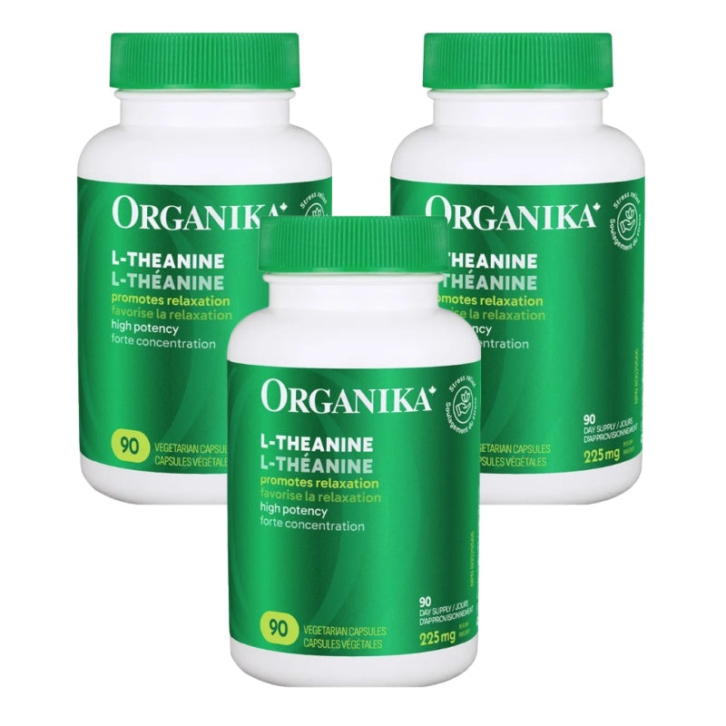 【優惠組合】3瓶 x Organika 減壓助眠L-茶氨酸 225 毫克，90 粒素食膠囊