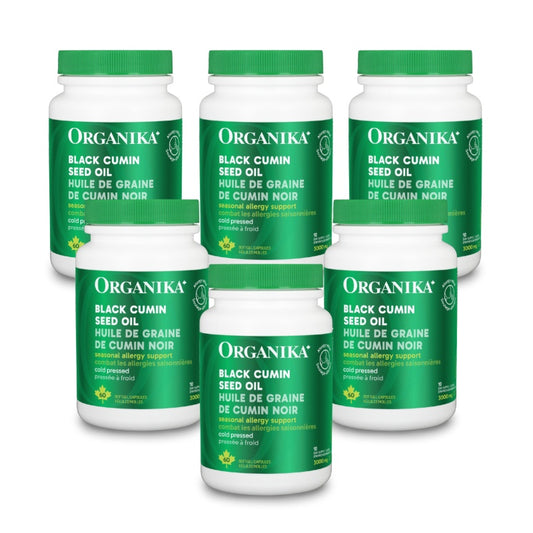 [優惠組合] 6瓶x Organika 黑小茴香籽油膠囊，緩解過敏，500毫克，60粒胶囊