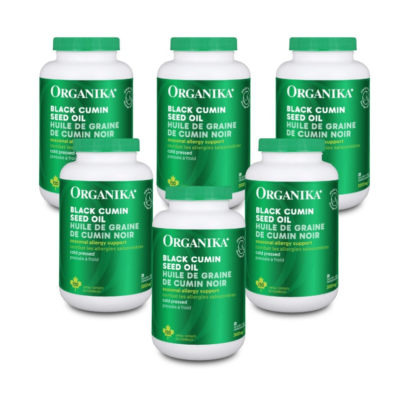 [优惠组合] 6瓶 X Organika 黑小茴香种子油胶囊，缓解过敏，500毫克，120粒