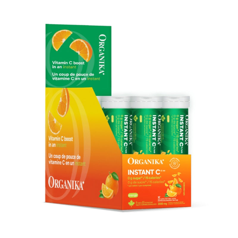 Organika Instant-C Effervescent With Stevia  1000mg 10 tabs x 8 tubes