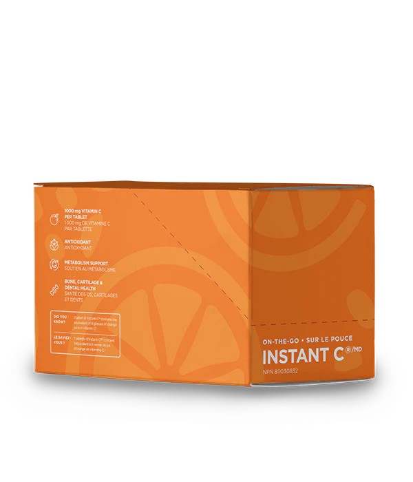 Organika Orange packaging of Instant C on a white background sold by natvd.com Natural Vitamin Direct Inc