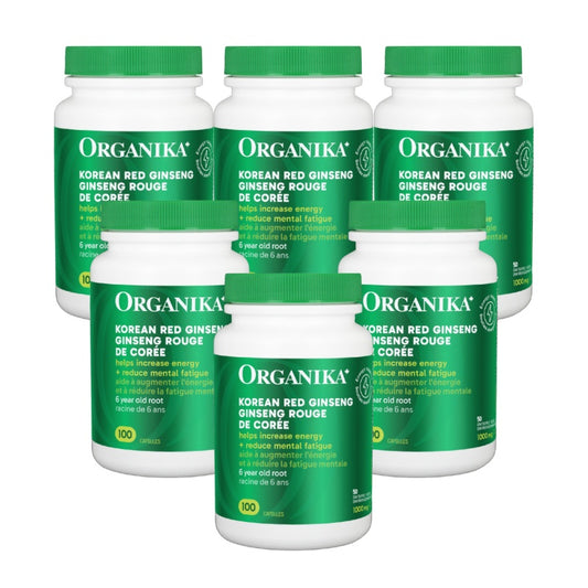 [优惠组合] 6瓶 X Organika 韩国红参（提高能量/免疫力） 500mg， 200 粒胶囊