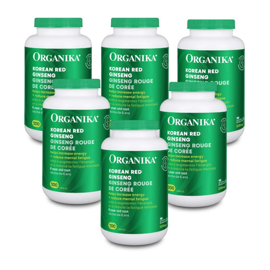 [优惠组合] 6瓶 X Organika 韩国红参（提高能量/免疫力） 500mg， 200 粒胶囊