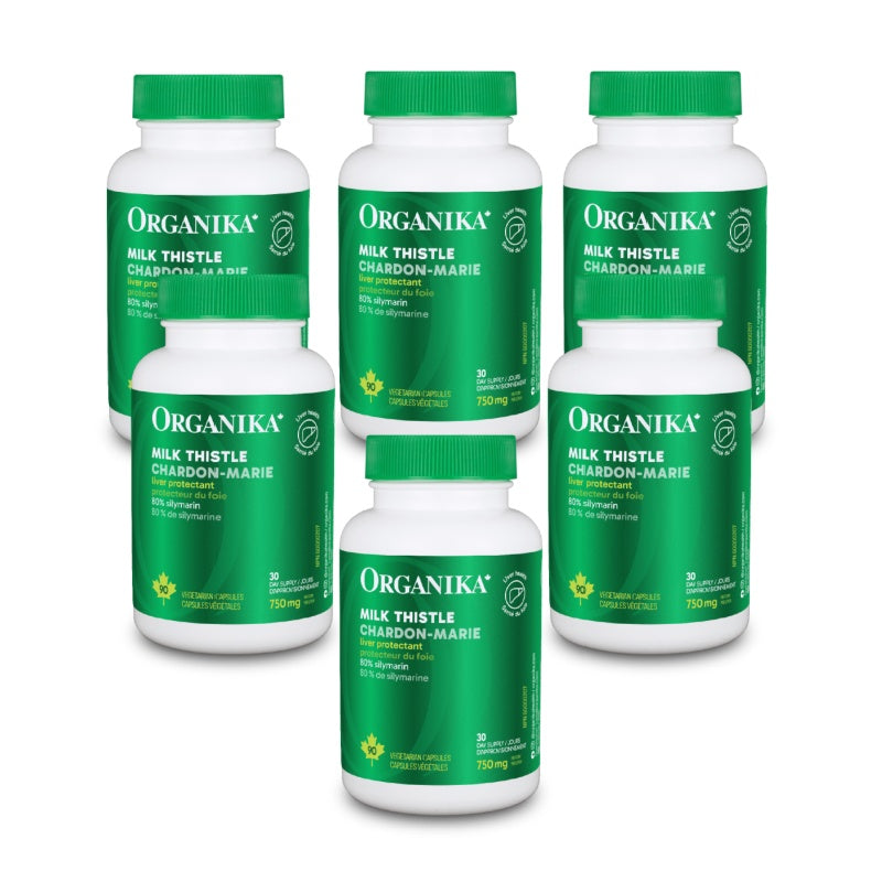 6x Organika Milk Thistle 250mg 90 vegetarian capsules Bundle