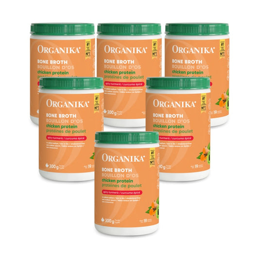 [優惠組合] 6瓶x Organika 薑黃黑胡椒鸡骨头汤蛋白质粉 300克 
