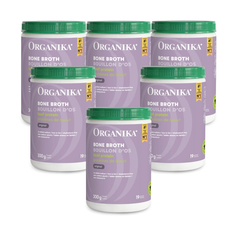 6x Organika Beef Bone Broth Ginger Protein Powder 300g Bundle