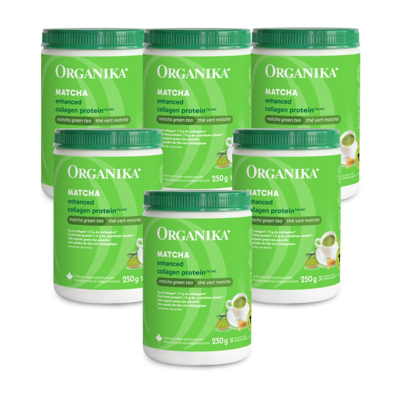 [優惠組合] 6瓶x Organika 強效膠原蛋白粉-活力抹茶口味, 250g