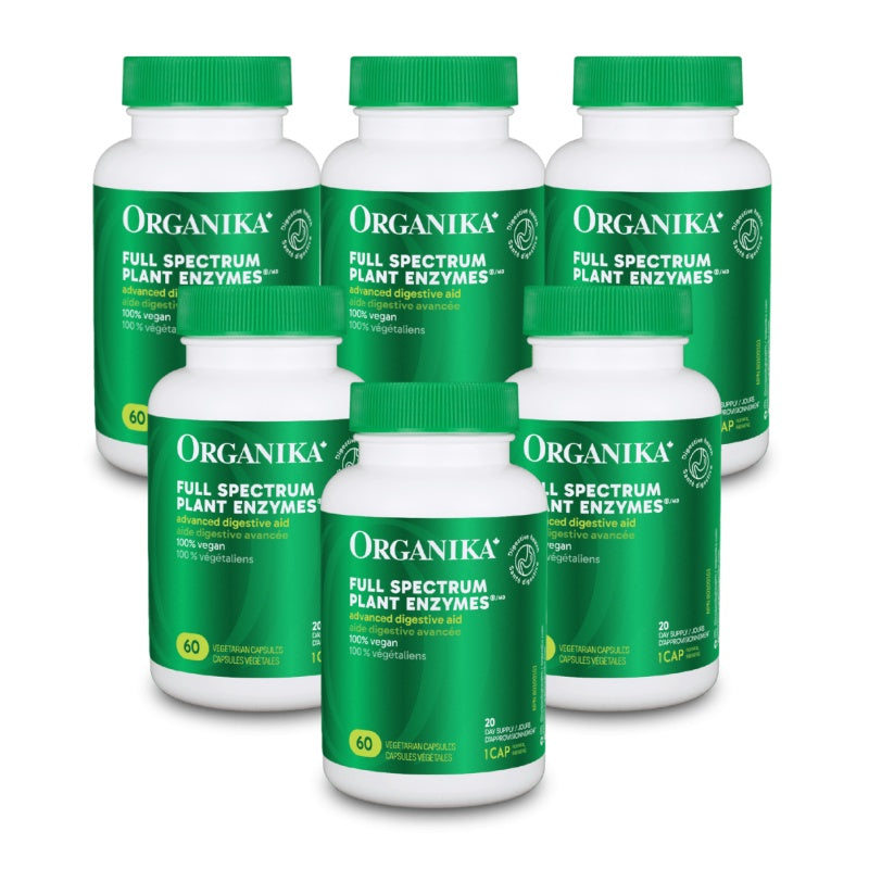 [优惠组合] 6瓶 x Organika 综合植物酵素，帮助消化通肠保胃壁，500毫克，60粒素食胶囊