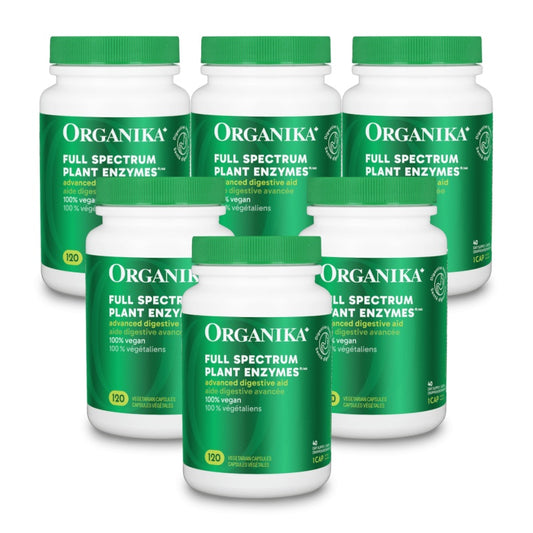 [优惠组合] 6瓶 x Organika 综合植物酵素，帮助消化通肠保胃壁，500毫克，120粒