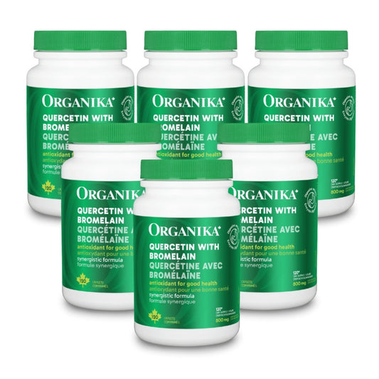 【優惠組合】6瓶 x Organika 抗過敏榭皮素,含鳳梨酵素,500毫克,120锭