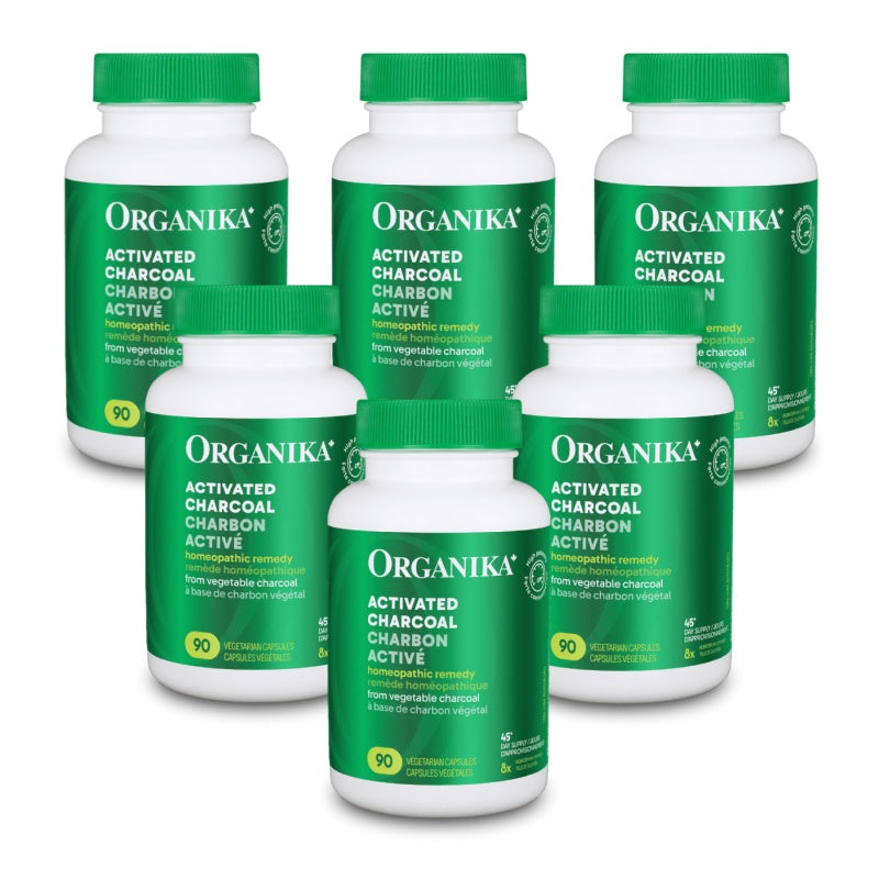 6x Organika Activated Charcoal 8X, 90 vcaps Bundle