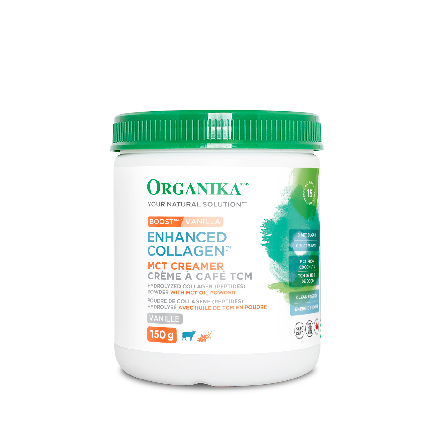 Organika Enhanced Collagen Boost Vanilla 150g MCT Creamer