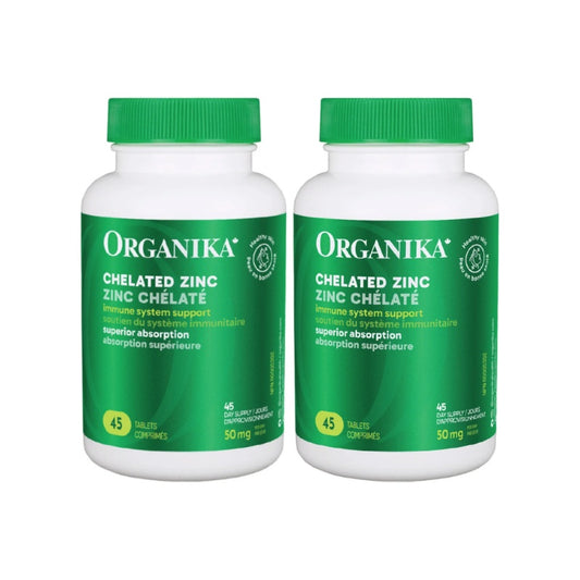 【優惠組合】2瓶 x Organika 螯合鋅 50 毫克，45 片 幫助身體代謝碳水化合物、脂肪和蛋白質