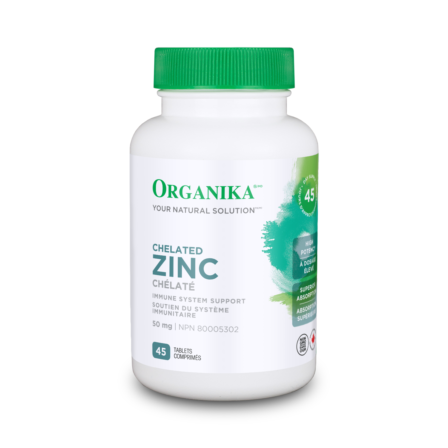 Organika Chelated Zinc supplement bottle on a white background