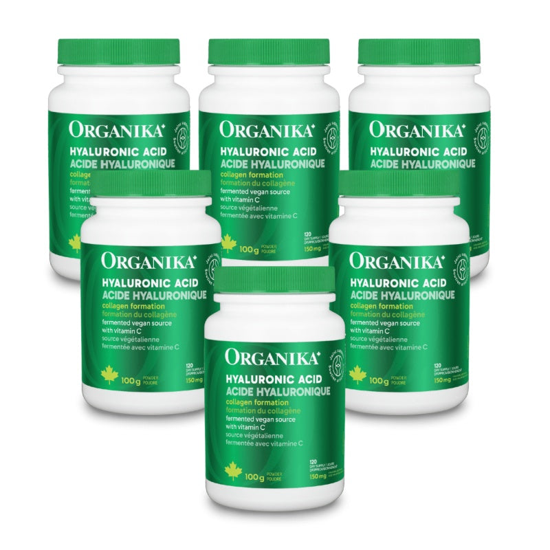 6x Organika Hyaluronic Acid + Vitamin C 150mg 100g powder Bundle