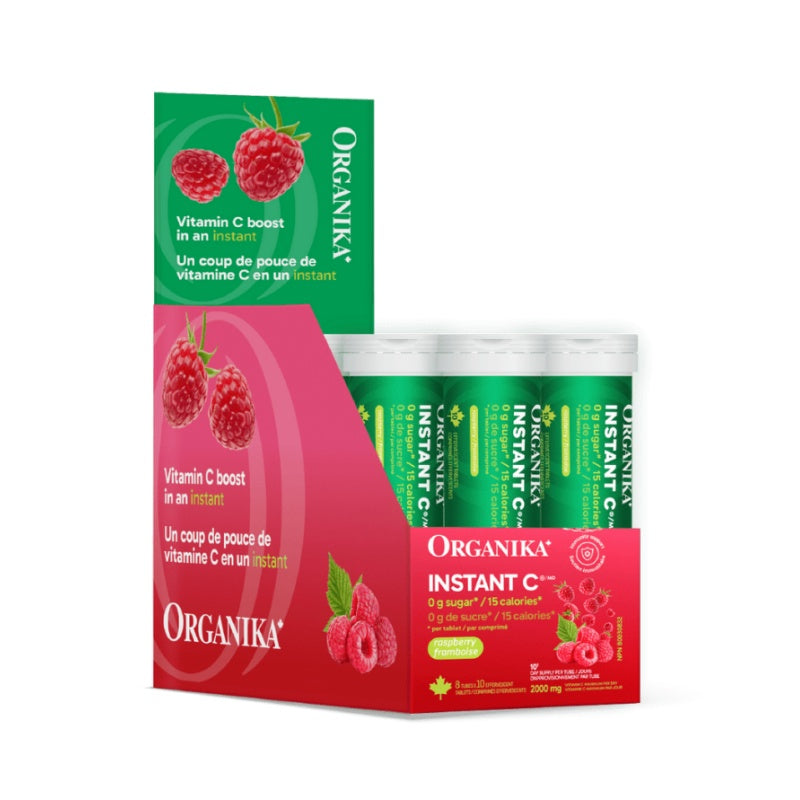 Organika 维生素C 泡腾片-覆盆子口味 1000 毫克，10 片 x 8 管