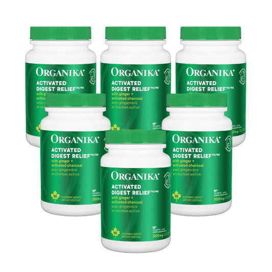 [优惠组合] 6瓶 X Organika 活性消化缓解胶囊 90 粒素食胶囊套装
