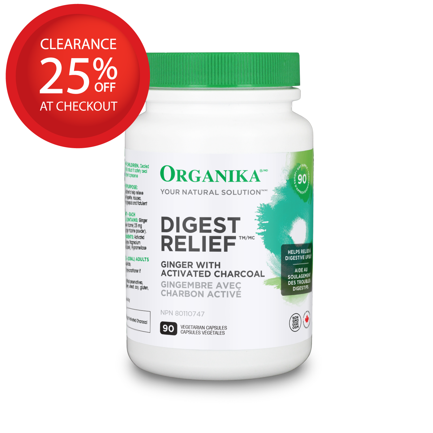 【clearance】Organika Digest Relief 90 Vegetarian Capsules Exp: 03/2027