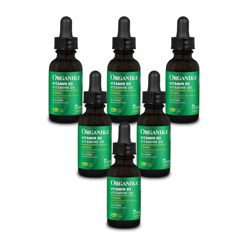 6x Organika Vitamin D3 Liquid 2500IU 30ml Bundle