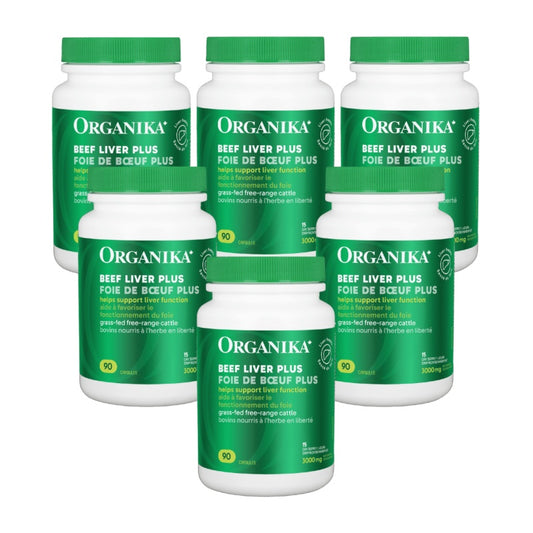6x Organika Beef Liver Plus 90 capsules Bundle