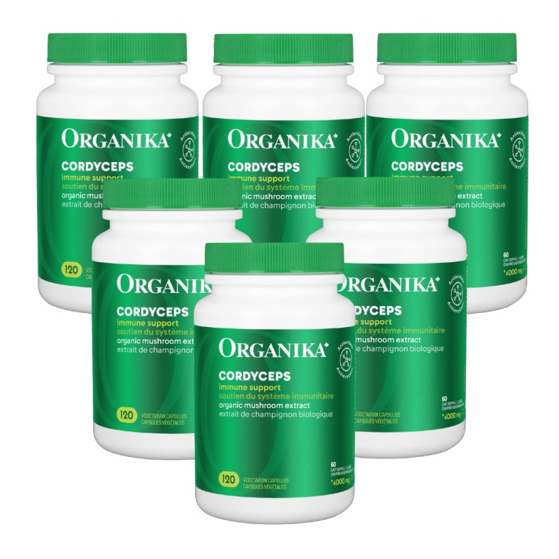 [優惠組合] 6瓶x Organika 冬蟲夏草提取精華, 500毫克, 120粒素食膠囊 