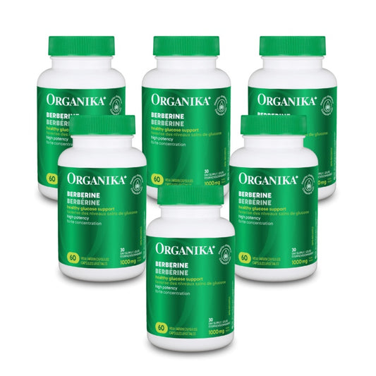 [优惠组合] 6瓶 X Organika 小檗碱 500 毫克，促进心血管健康，60 粒胶囊