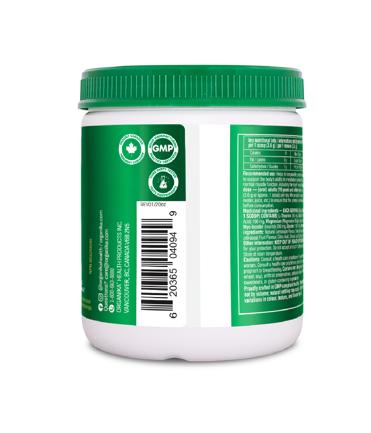 6x Organika Mind Calm Powder with Magnesium Bisglycinate & L-Theanine 216 g Bundle