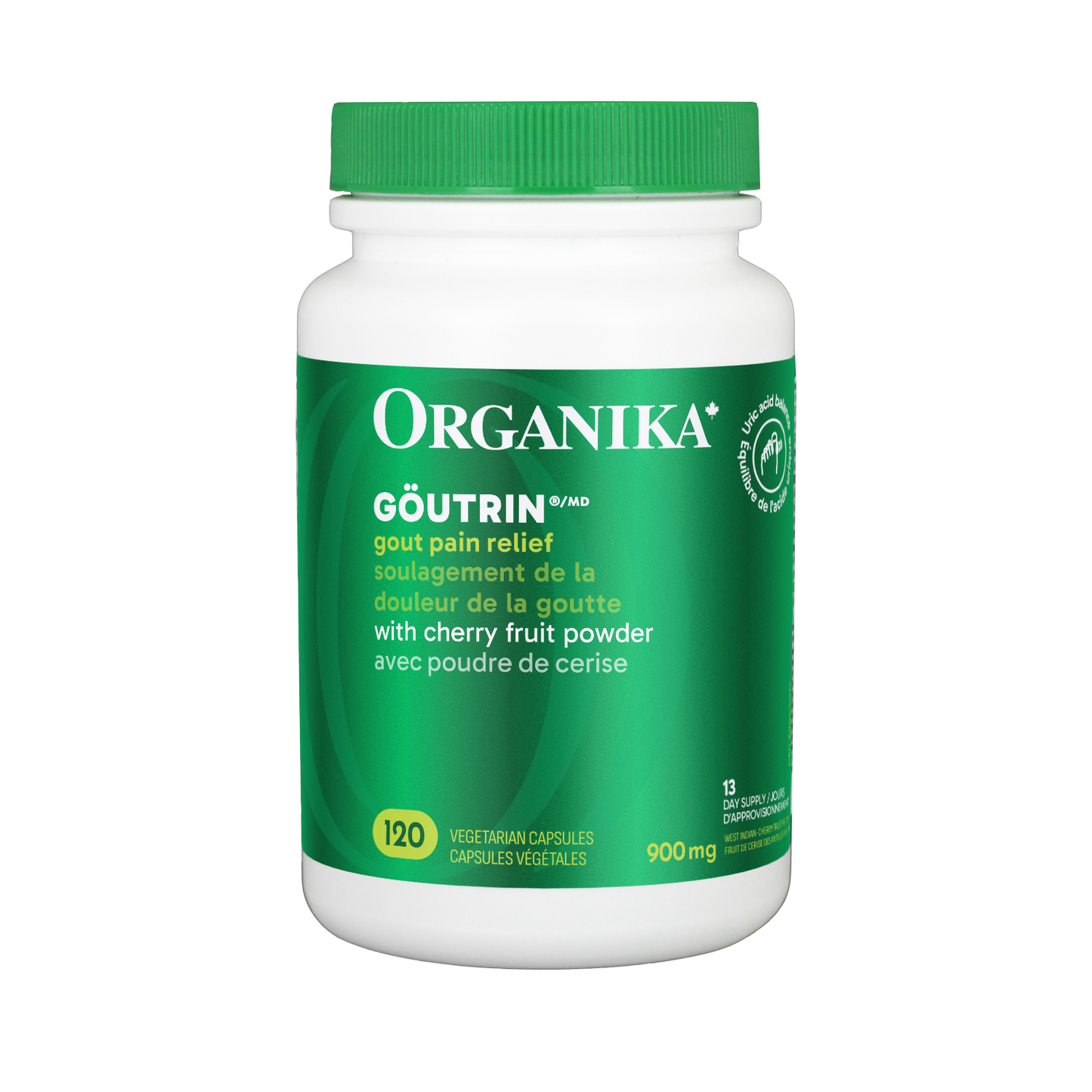 Organika Goutrin 120 vegetarian capsules Canadian label available online from natvd.com
