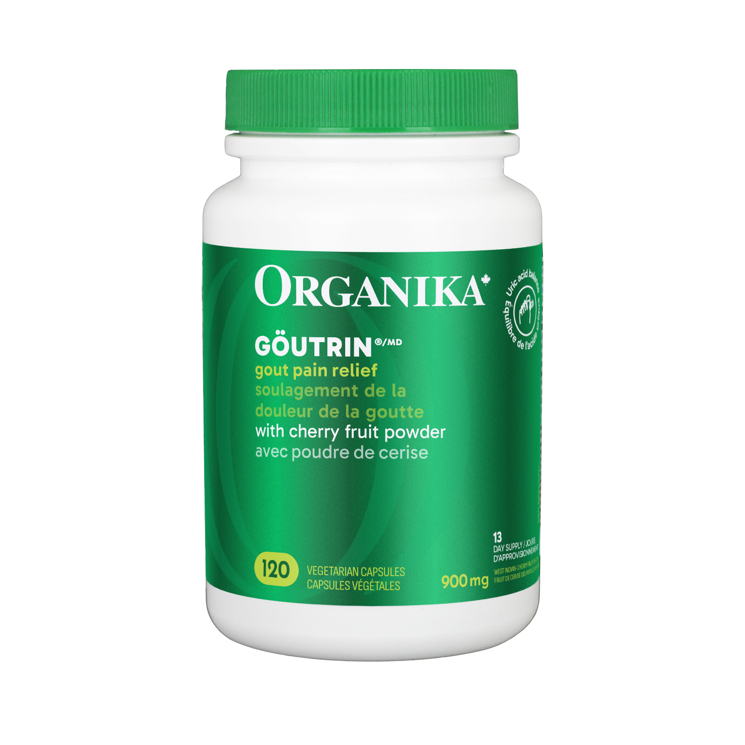 Organika Goutrin 120 vegetarian capsules Canadian label available online from natvd.com