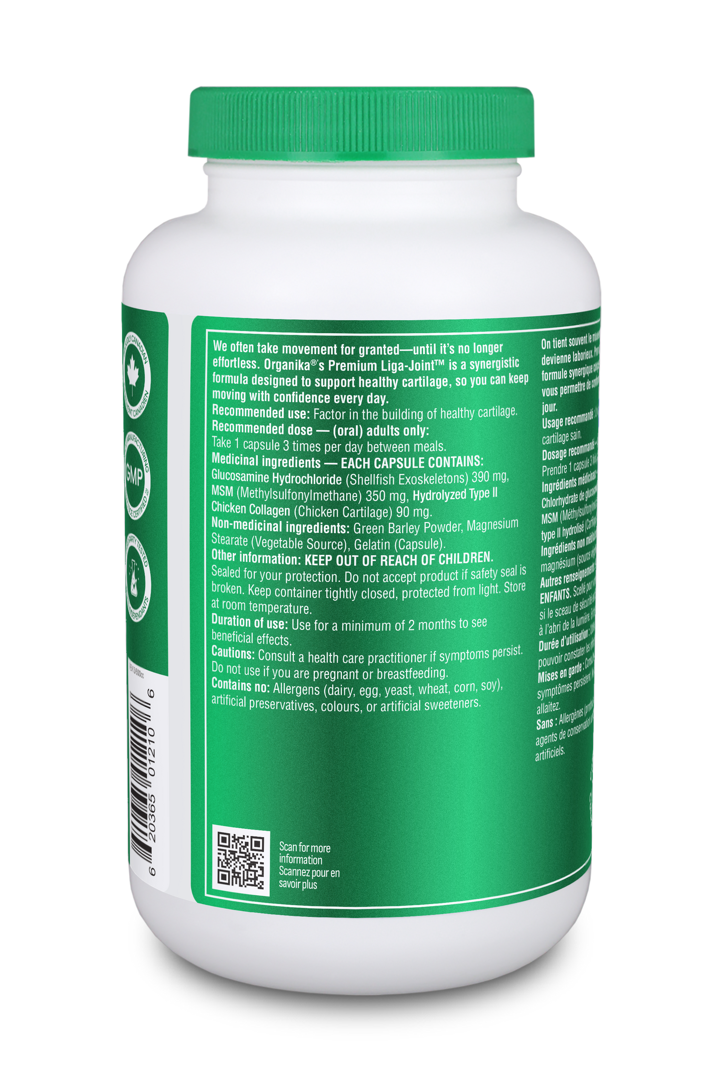 Organika II型极品活性骨胶原，关节灵，830毫克，180粒