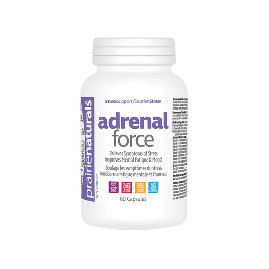 Praire Naturals Adrenal Force supplement bottle on a white background natvd.com Natural Vitamin Direct Inc Canada