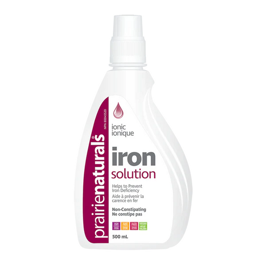 Prairie Naturals iron solution bottle on a white background Natural Vitamin Direct Shop Canadian