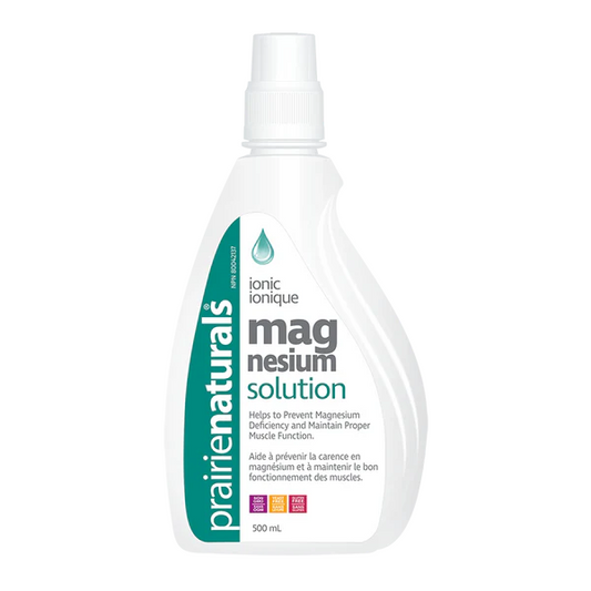 Bottle of Prairie Naturals magnesium solution on a white background Natural Vitamin Direct Inc Shop Canadian