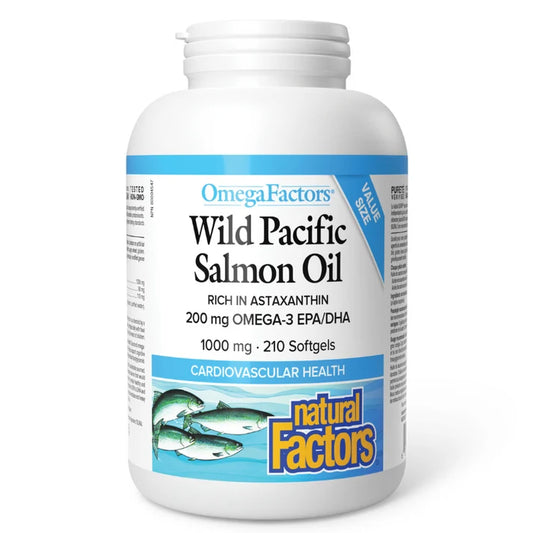 Natural Factors Wild Pacific Salmon Oil, 1000 mg, Bonus 180+30 sgls