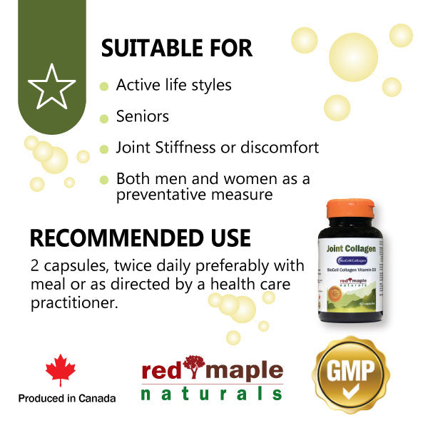 Red Maple Naturals BioCell Joint Collagen 500mg +D3 Recommended use biocell collagen