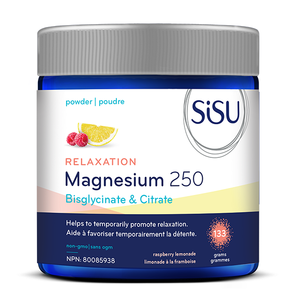 Sisu magnesium supplement container on a white background