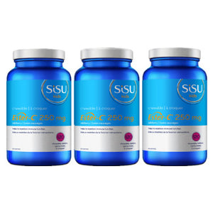 3 x SISU Kids Ester-C® 250 mg, Natural Orange Flavour, 120 chewable Tablets Bundle