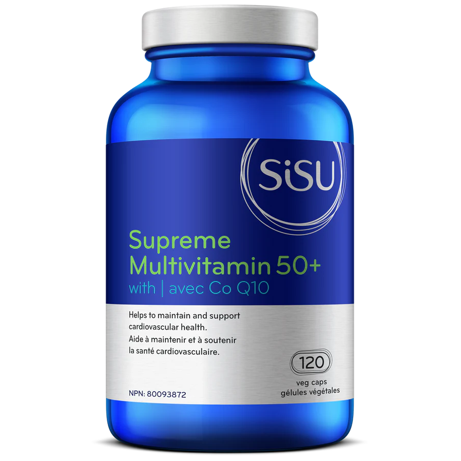 Blue Sisu Supreme Multivitamin 50+ bottle on a white background natvd.com